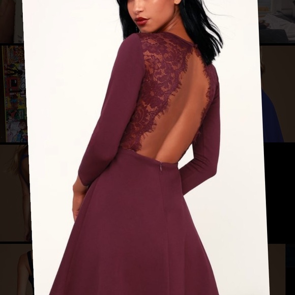 Lulus backless lace mini dress / purple / S - Picture 2 of 3